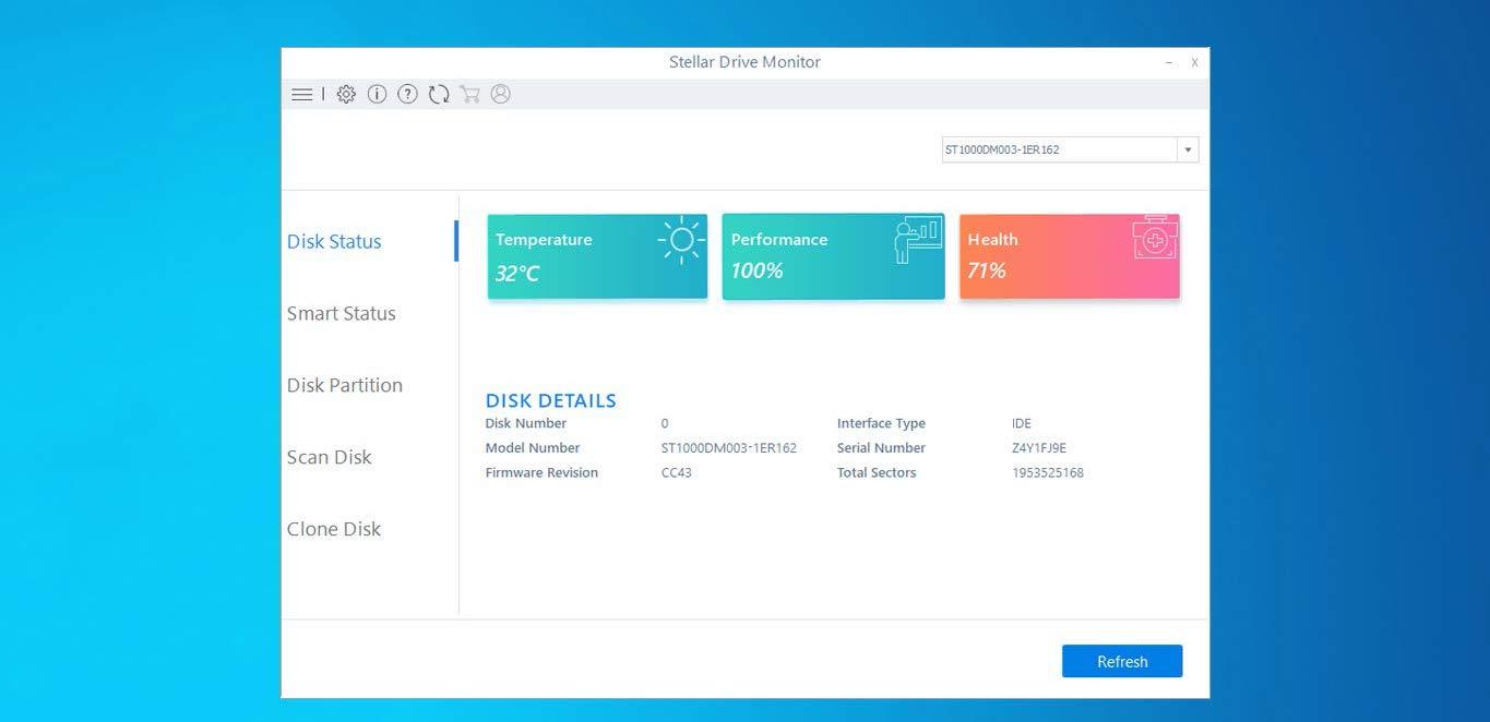 Интерфейс программы Stellar Drive Monitor