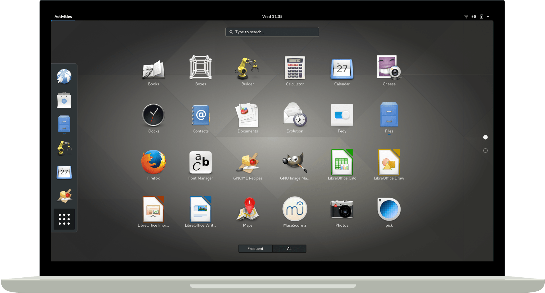 Список установленных приложений в GNOME 3