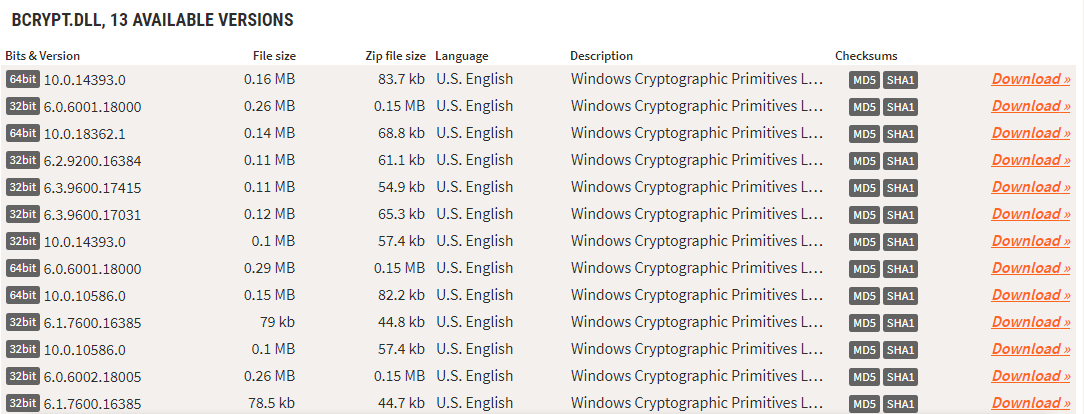 Загрузка файла bcrypt.dll